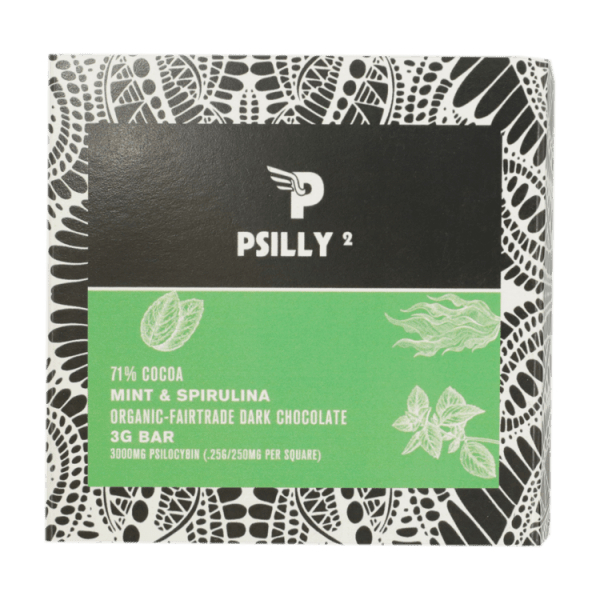 Psilly - Dark Chocolate Bar - Mint & Spirulina | Magic Mush Canada